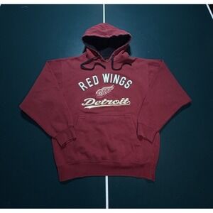 Vintage Detroit Red Wings Hoodie Sweatshirt Men's Size Medium‎ Embroidered Red